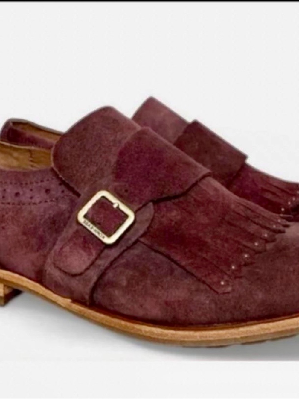 Kork-Ease Burgundy Suede Kiltie Monk Strap Loafers